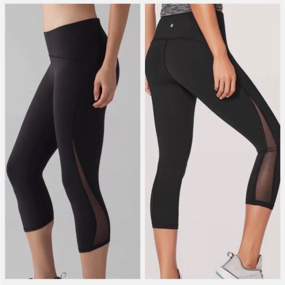 {lululemon athletica} NAVY Train Times Crop 17” Leggings Luxtreme Mesh size 6
